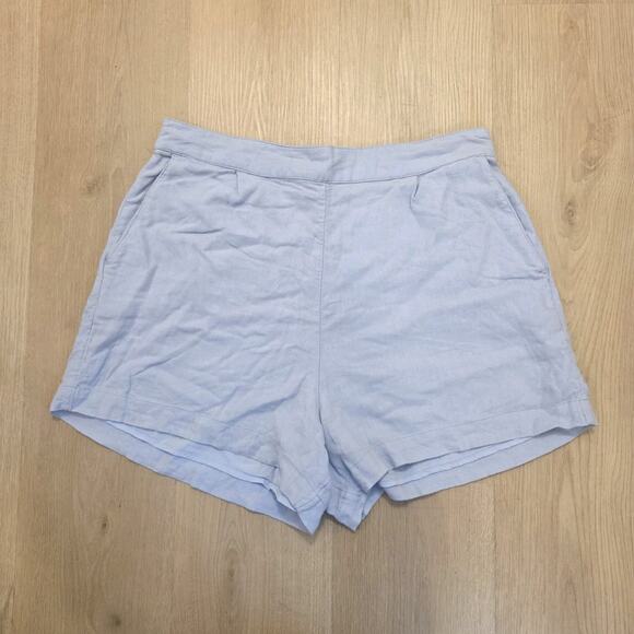 Abercrombie & Fitch Pants - Abercrombie & Fitch Light Blue Pull On Linen Blend Beach Shorts Size Large